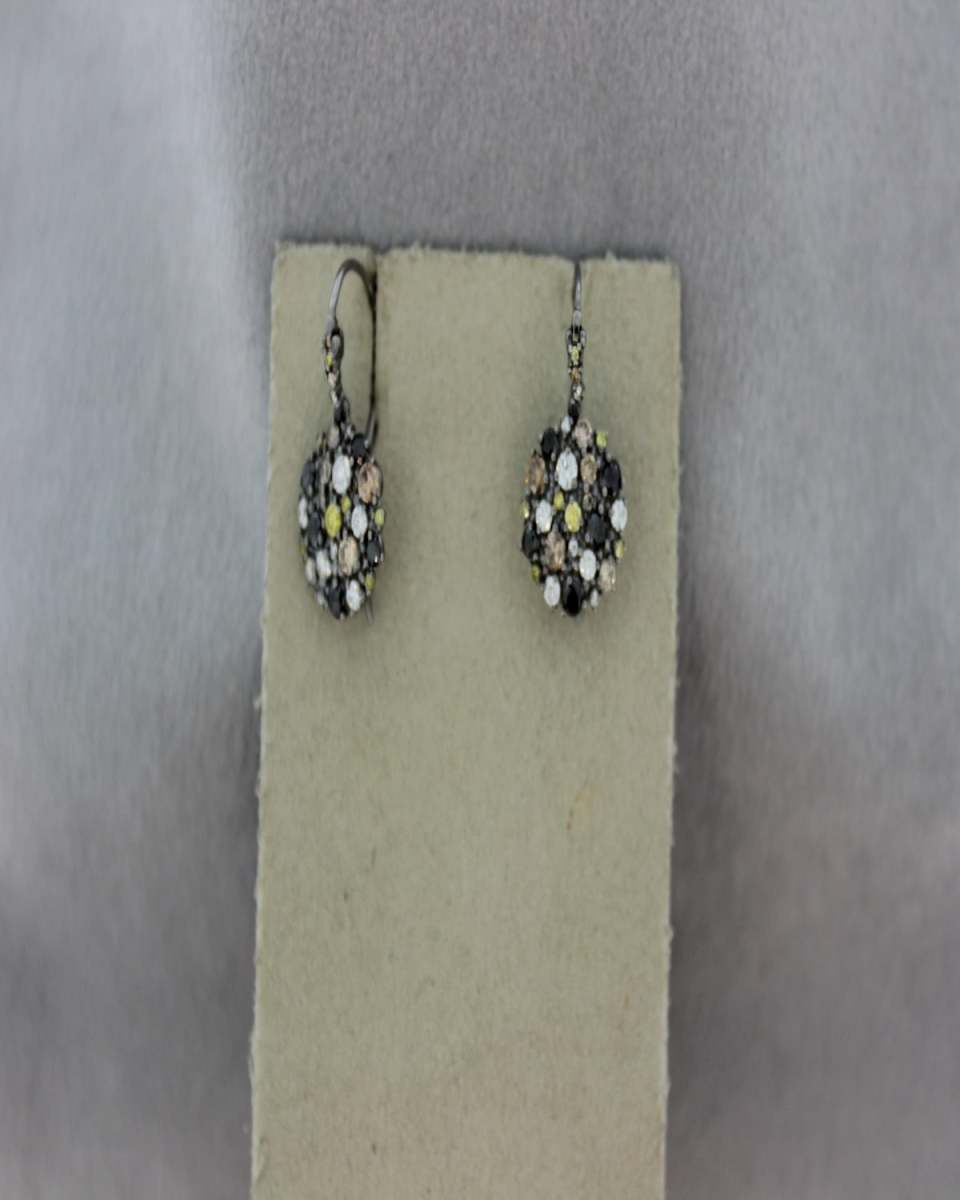 18k Black Gold Multi-Diamond Confetti Wire Earrings